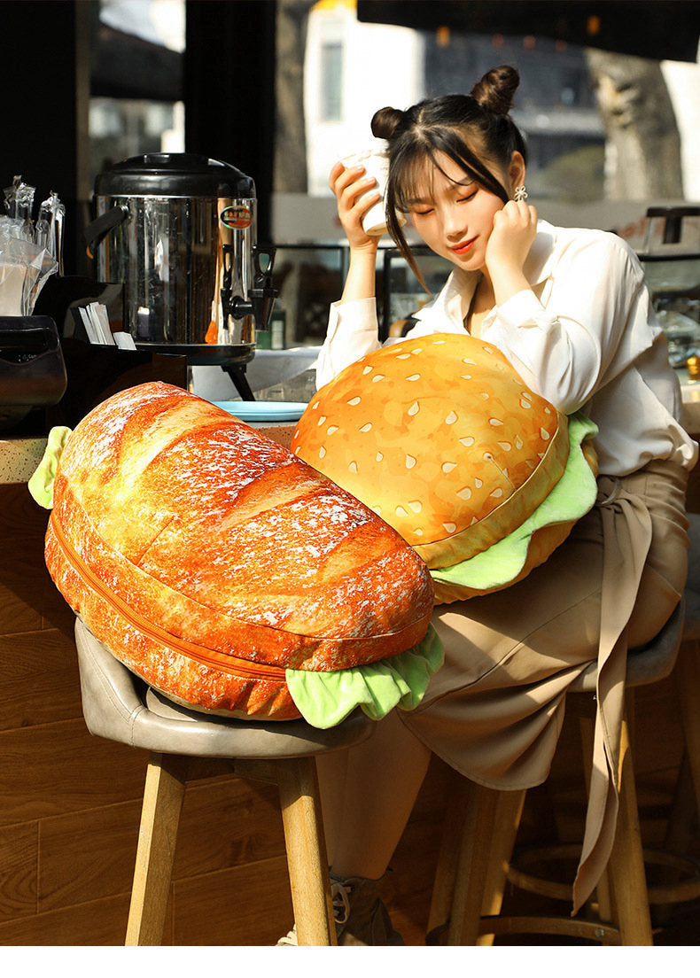 Creative Funny Hamburger Bread Pillow Cushion