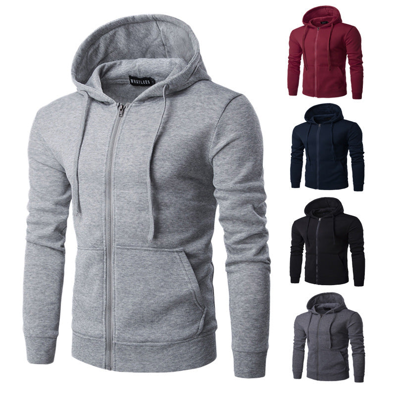 Men's cardigan sweater with zipper hood