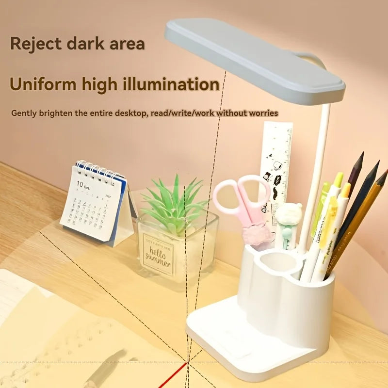 USB Rechargeable Table Lamp Learning Dormitory Bedroom Bedside LED Night Light Eye Protection 3 Levels Dimmable Touch Desk Lamp