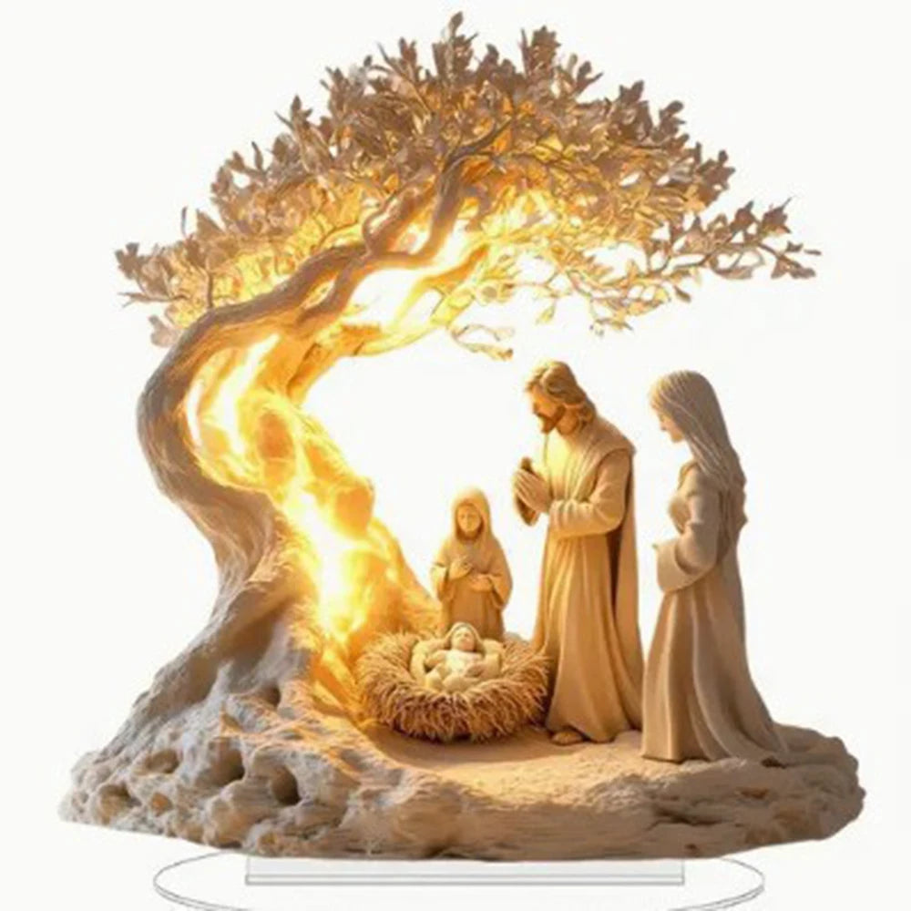 Religious Table Decoration Glossy Christian Scene Ornament Acrylic Nativity Decoration Transparent Acrylic Nativity Figurine