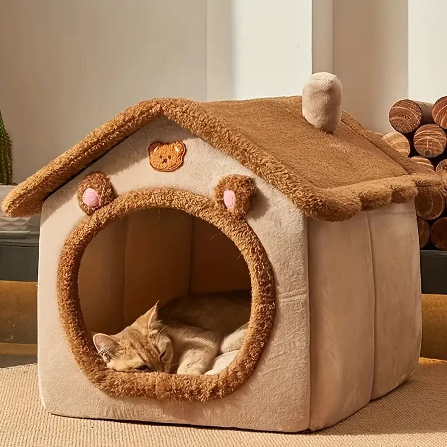 Folding Houses Removable Washable Cat House Puppy Cave Sofa Four Seasons General Can Pet Supplies for Small Medium Pet