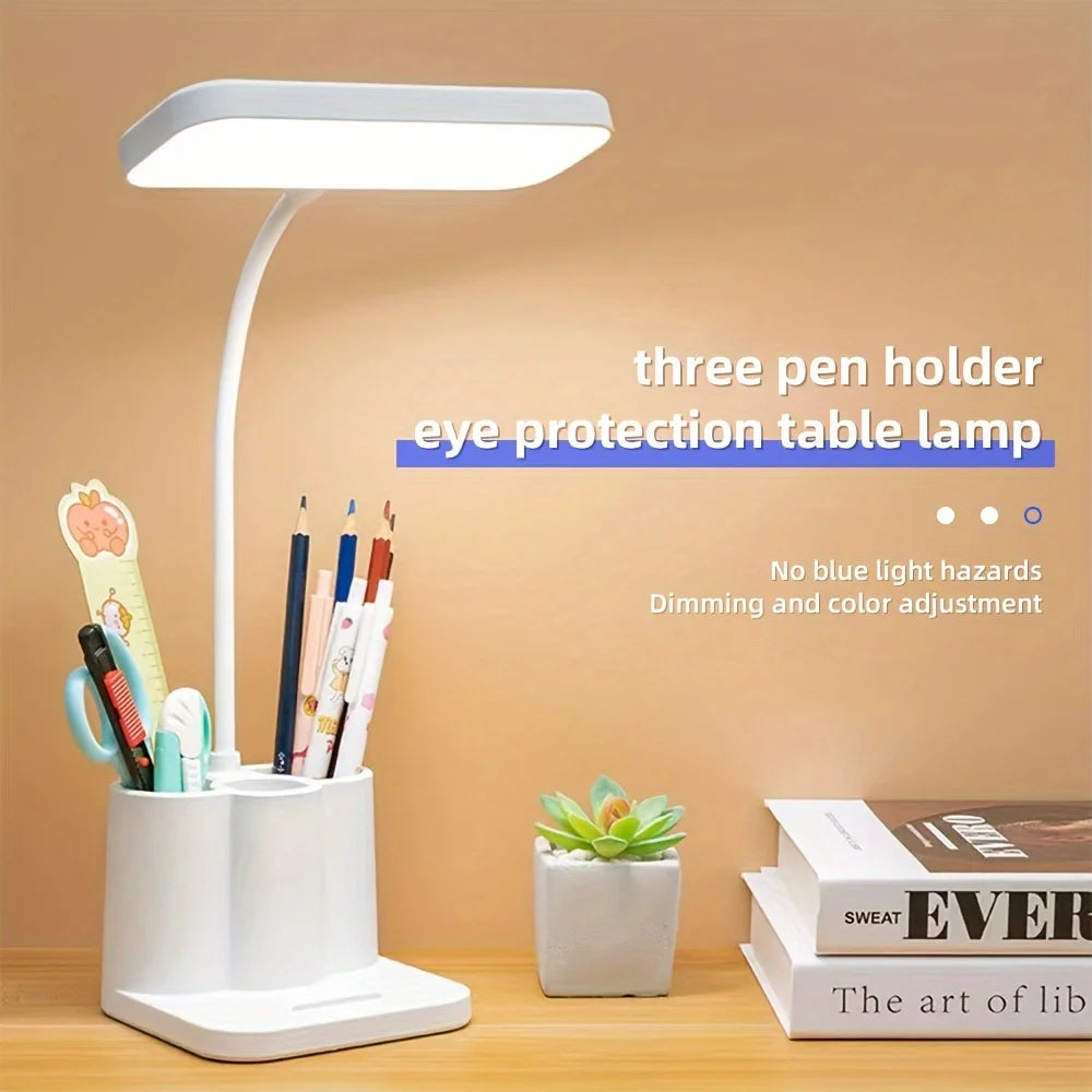 USB Rechargeable Table Lamp Learning Dormitory Bedroom Bedside LED Night Light Eye Protection 3 Levels Dimmable Touch Desk Lamp