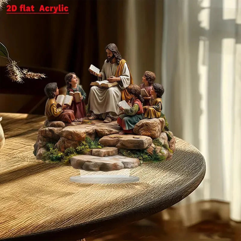 Religious Table Decoration Glossy Christian Scene Ornament Acrylic Nativity Decoration Transparent Acrylic Nativity Figurine