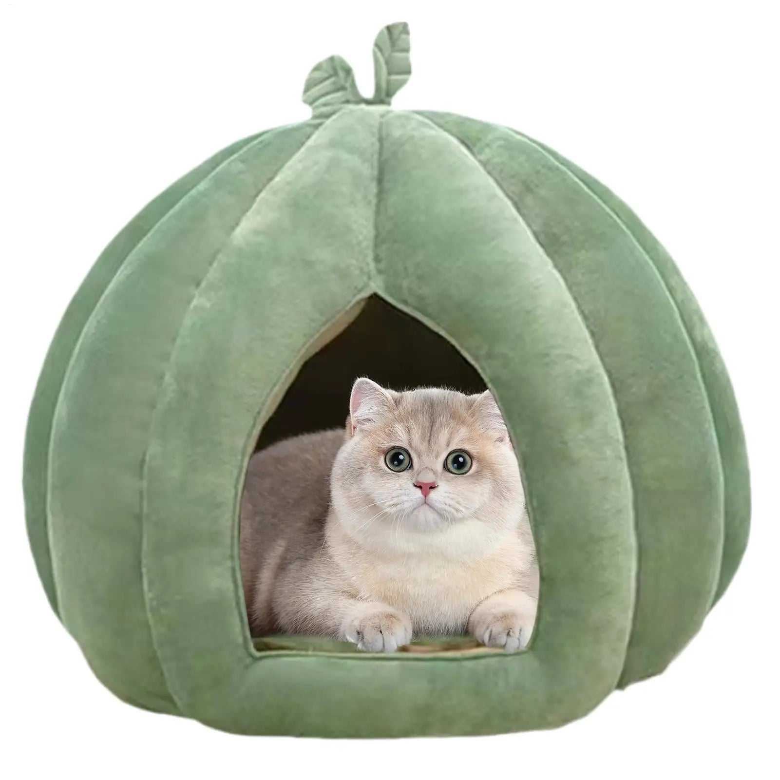 Halloween Thickened Pet Bed Enclosed Cat Nest Warm Cat Bed Pumpkin Shape Pet Sleeping House For Cats Washable Cat Sleeping Bed