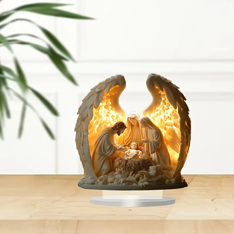 Religious Table Decoration Glossy Christian Scene Ornament Acrylic Nativity Decoration Transparent Acrylic Nativity Figurine