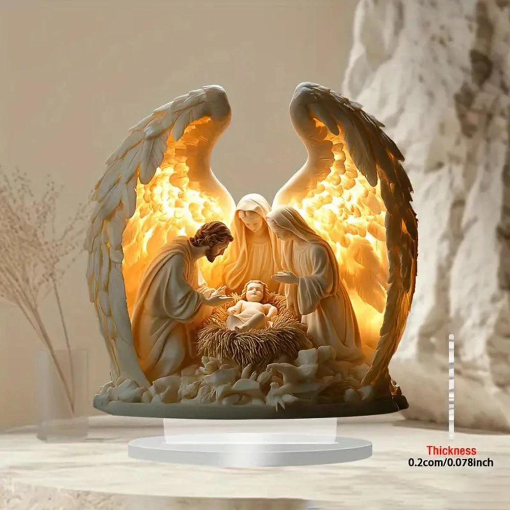 Religious Table Decoration Glossy Christian Scene Ornament Acrylic Nativity Decoration Transparent Acrylic Nativity Figurine