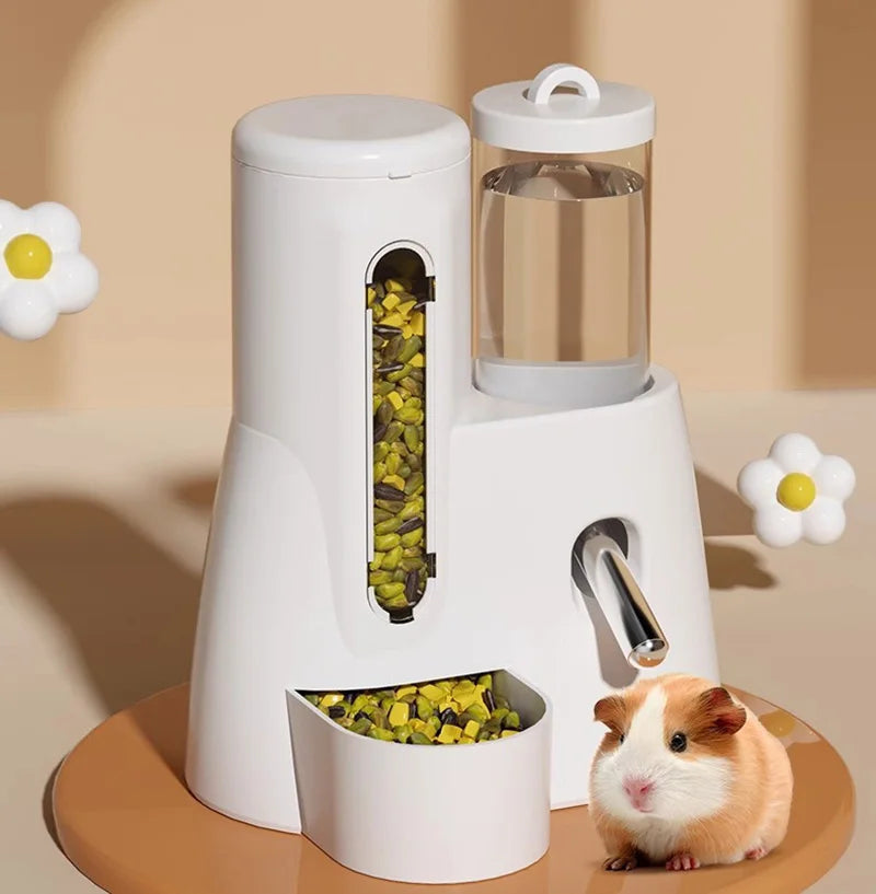 Automatic Hamster Feeder 2 in 1 Small Animal Water Dispenser Pet Drinking Water Bottle Feeder Bowl for Hamster Guinea Pig Rat